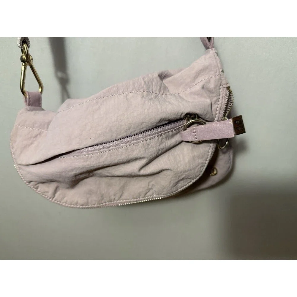Lululemon Pink Crescent Crossbody Bag Small Adjustable Strap Zip Gold Hardware